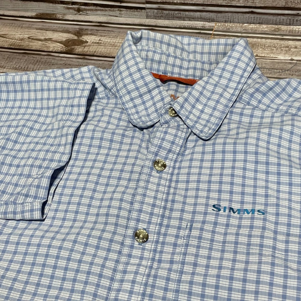 Simms‎ Mens Plaid Short Sleeve Button Up Fishing Shirt Medium